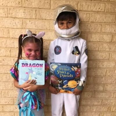 Noongar Mia Mia - two young children dressed up for World Book Day